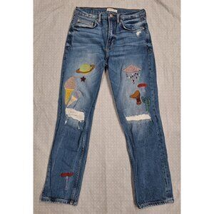 EUC Zara Boyfriend SPECIAL COLLECTION Straight HW Patched Distressed Jeans/Size